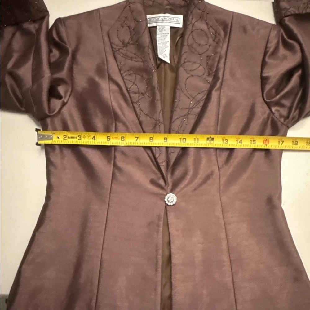 Jessica Howard 2 Piece Formal Suit Set Size 6 Brown Embroidered NWT - Picture 14 of 14